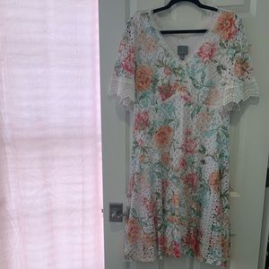 White lacy floral dress with sleeves